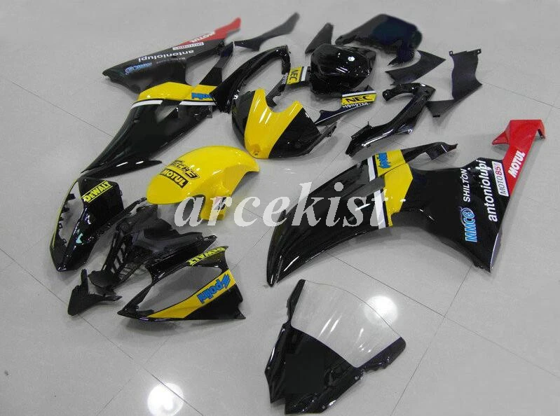 Набор впрыскивателей Мотоцикл Обтекатели Fit для YAMAHA YZF-R6-600 2008- 08-16 обтекатель КУЗОВ комплект черного, желтого и красного цветов хорошее