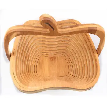 

Novelty Foldable Apple Shaped Bamboo Basket Foldable Fruit Basket