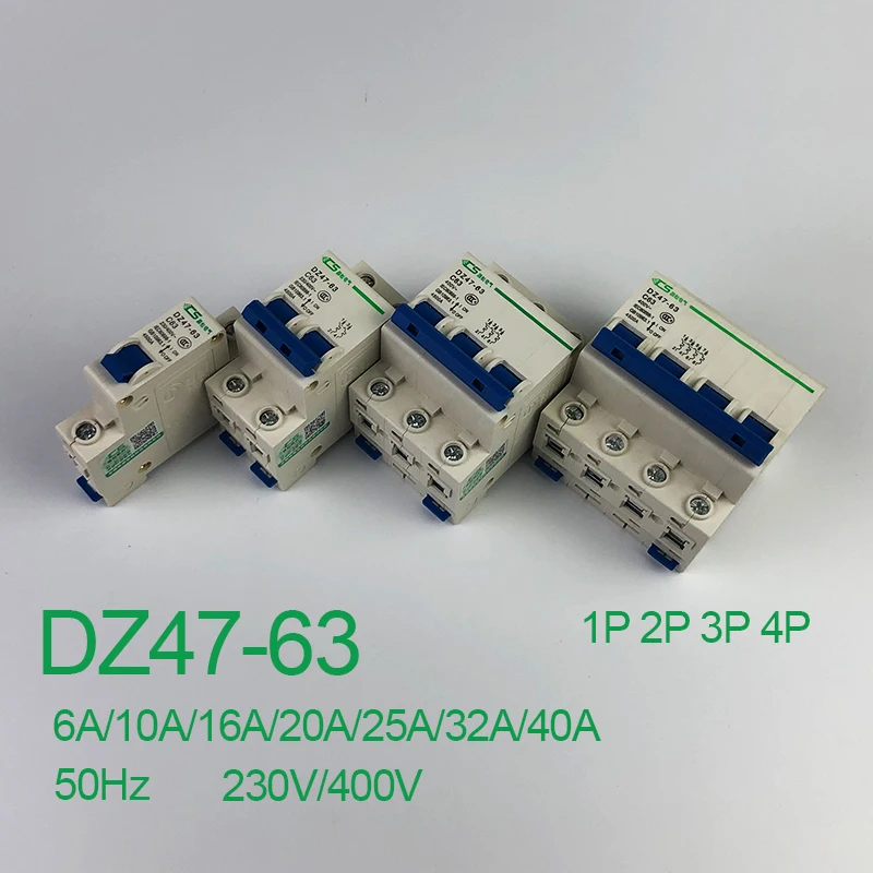 DZ47-63 C 4P 6A 10A 16A 20A 25A 32A 40A Mini Circuit Breaker AC400V Cutout Switch Miniature Household Air Switch 50Hz