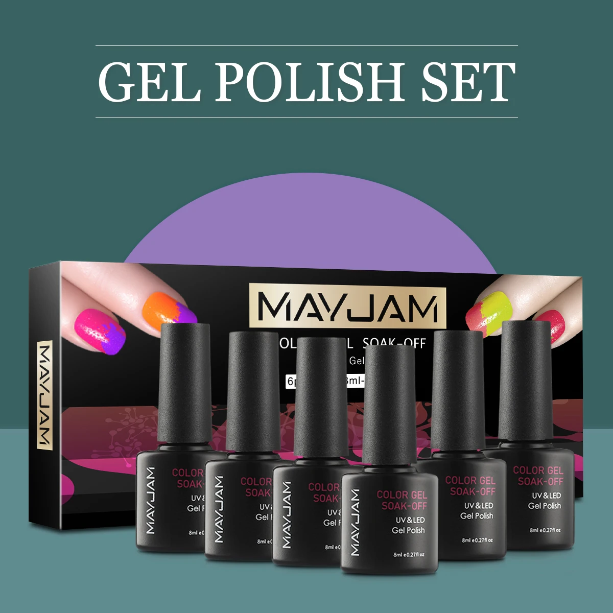 Gel Nail Polish Set All for Manicure Gel Kit Vernis Semi Permanent Varnish Hybrid 6pcs 8ml Natural Green Soak Off Gel Varnishes