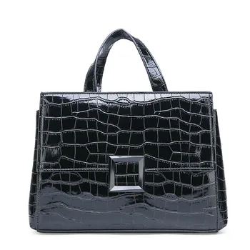 

Fashionable Bags for Women 2018 Simple One Shoulder Bag Crocodile Pattern Carrying Square Buckle Women's Bag Handbag