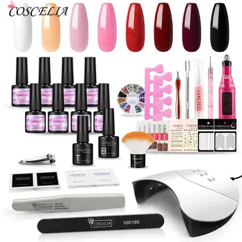 

COSCELIA Nail Kit UV LED Lamp Dryer With Nail Gel Polish Kit Soak Off Manicure Tool Set Gel Nail Polish Kit Electlic Nail Drill
