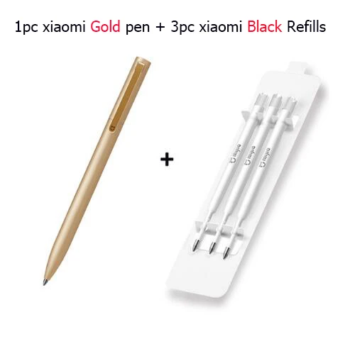 1pen 3Black Ink Оригинальные металлические ручки Xiao mi, шариковая ручка, гладкий Швейцарский наполнитель, 0,5 мм, японские черные, голубые чернила, ручки для подписи - Цвет: 1pen 3Black Ink