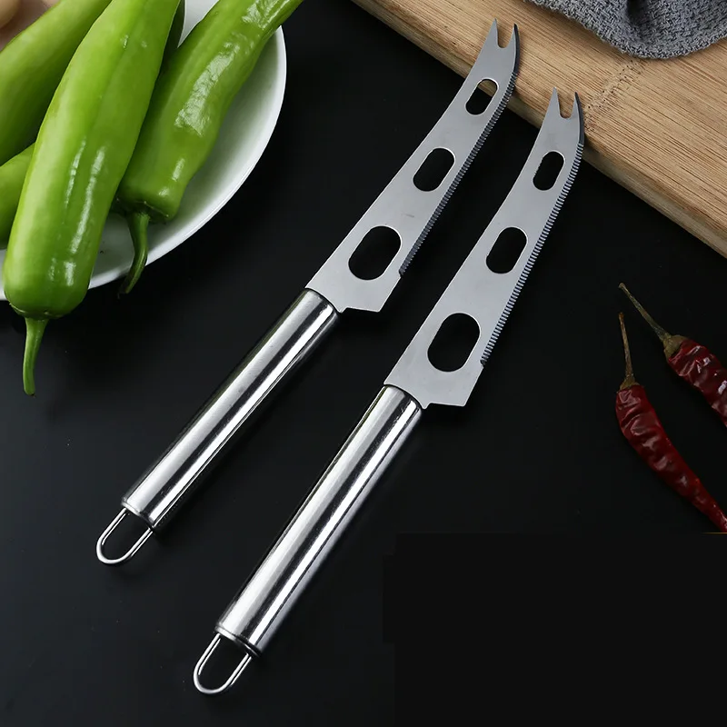 Stainless Steel 3 Holes Cheese Knife Sawtooth Blade Pizza Bread Butter Cake Cut Kitchen Baking Tools Kitchenware