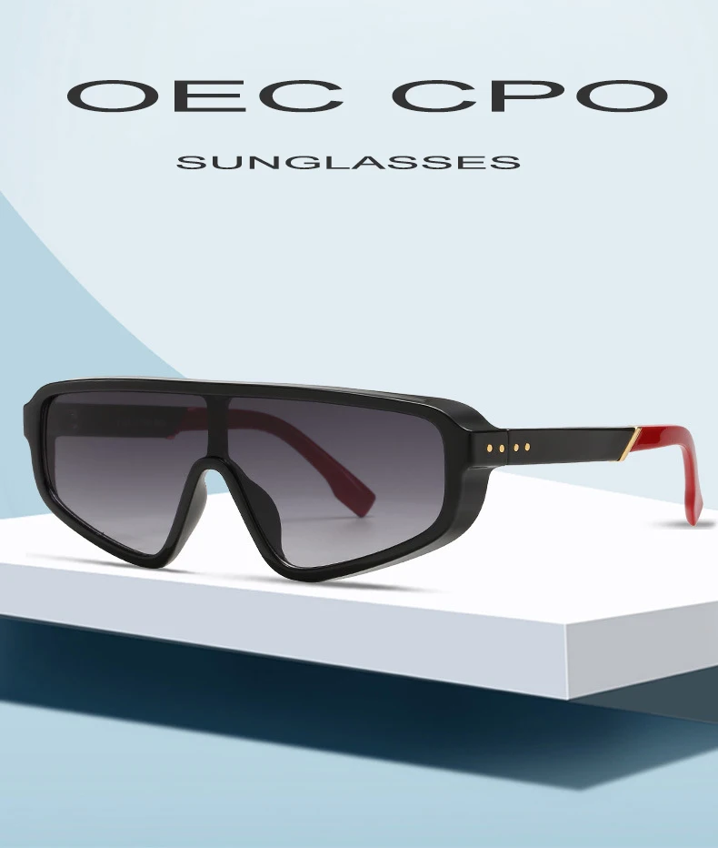 OEC CPO Vintage Punk Quadrat Sonnenbrille Männer Frauen Marke Design Mode Ein Stück Sonnenbrille Frauen Retro Braun Shades Gläser – Detail 1