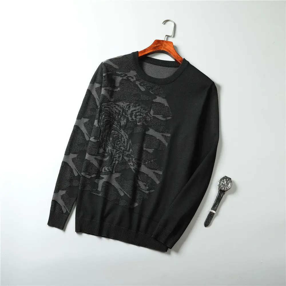 

Men 2021 Autumn Winter New Loose Pullovers Men's Long Sleeve Casual Sweater Tops Male O-neck Knitted Warm Tops W773