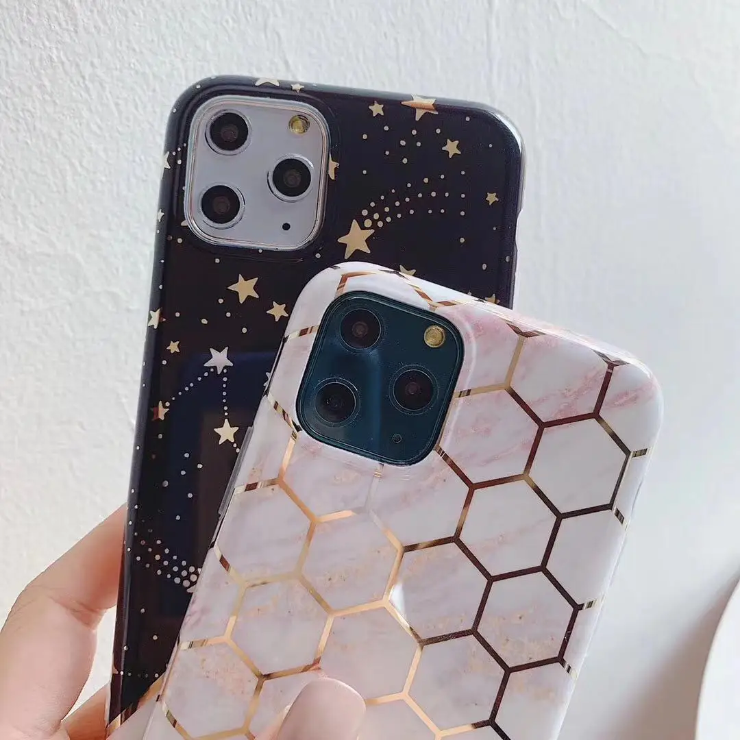 Мраморный чехол для телефона iPhone 11 Pro Max XR XS Max 6 6S 7 8 Plus X гальванический геометрический мягкий IMD чехол-накладка в подарок