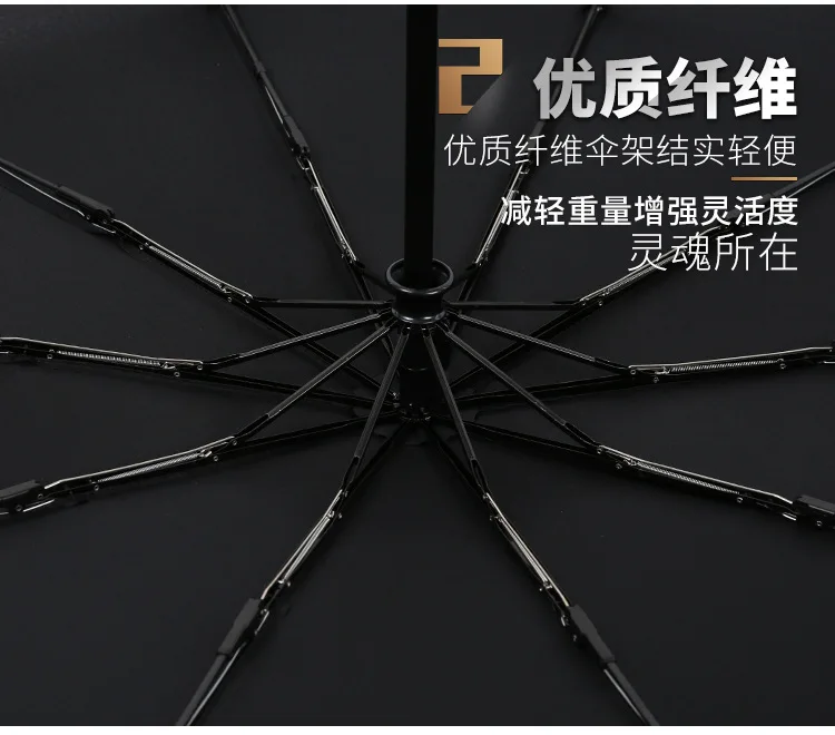 Manufacturers Wholesale Customizable Fully Automatic 10 Bone Three Fold Umbrella Folding Men And Women Business Advertising Umbr