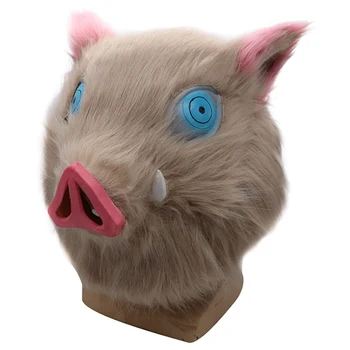 

Anime Cosplay Masks Inosuke Hashibira Mask Demon Slayer Cosplay Plush pig head mask Headwear Halloween Masks Masquerade Props