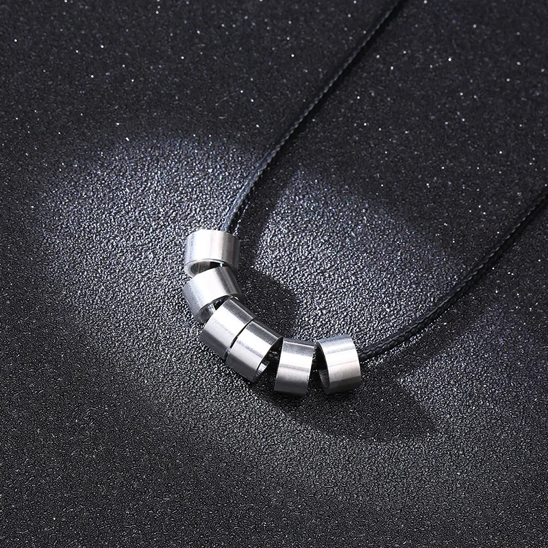 CUSTOMIZED NAME TUBE BEADS FOR MEN BRAIDED LEATHER NECKLACE PERSONALIZED FAMILY NAMES 2 TO 6 BEAD