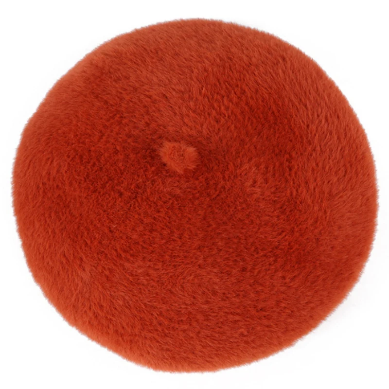 Orange Red HT2830 женские береты норковая меховая шапка осень-зима шапки для женщин Винтажная шапка художника Женская Ретро французская шляпа берет Женская шапка - Цвет: Orange Red