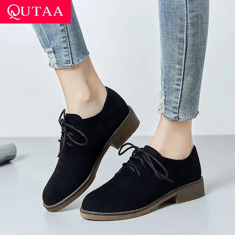 Женские туфли лодочки на платформе QUTAA зеленые из флока низком квадратном