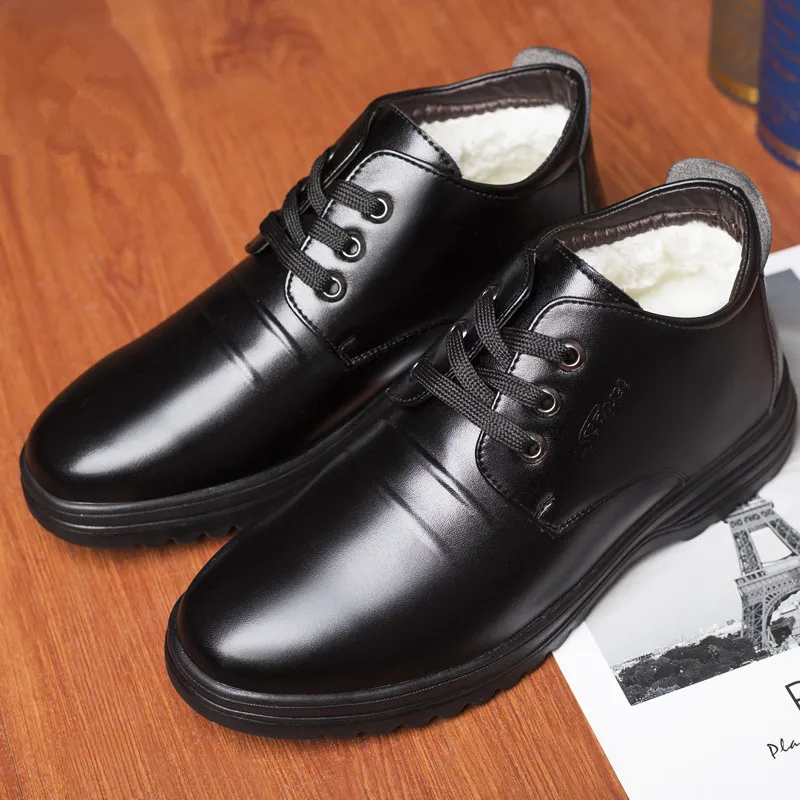 

Tai ping lang Cotton-padded Shoes Lace-up England Anticollision Hight-top Men Martin Boots First Layer Soft Leather plus Velvet