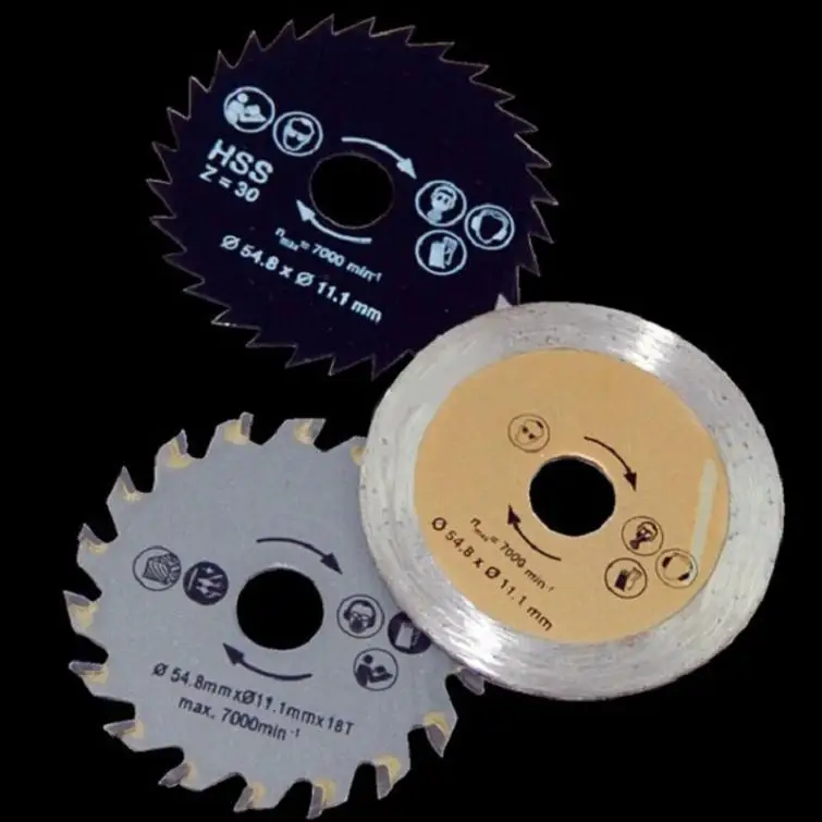 3pcs/set Mini Circular Saw Blade Diamond Cutting Disc Accessories Set TCT HSS Saw Blade for Wood Metal Tile Cutting Disk