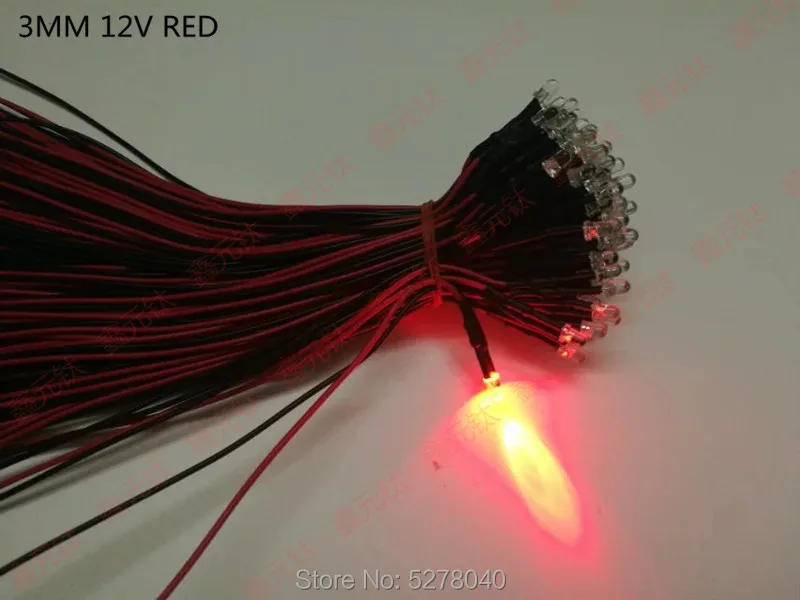 

3MM 12V LED light red/yellow/blue/green/white/warm white/pink/orange/purple/RGB 20CM With light highlight 100pcs/lot