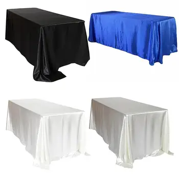 

1pc Satin Tablecloth Solid Color Table Cover Rectangular Round Table Cloth for Hotel Restaurant Banquet Party Decoration