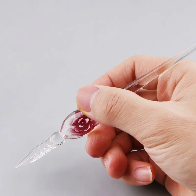 13Pcs/Set Cherry Blossom Rain Bottled Dip Glass Pen Ink With Fountain Dip Writing Signature Pen Art Supplies Gifts