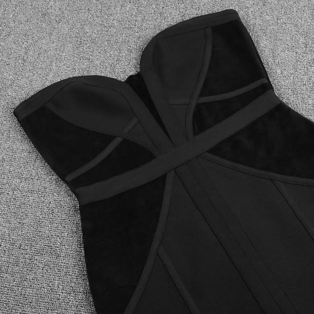 Ocstrade 2020 Sexy Strapless Bandage Dress Elegant Women Black Striped Bandages Dress Bodycon Celebrity Evening Party