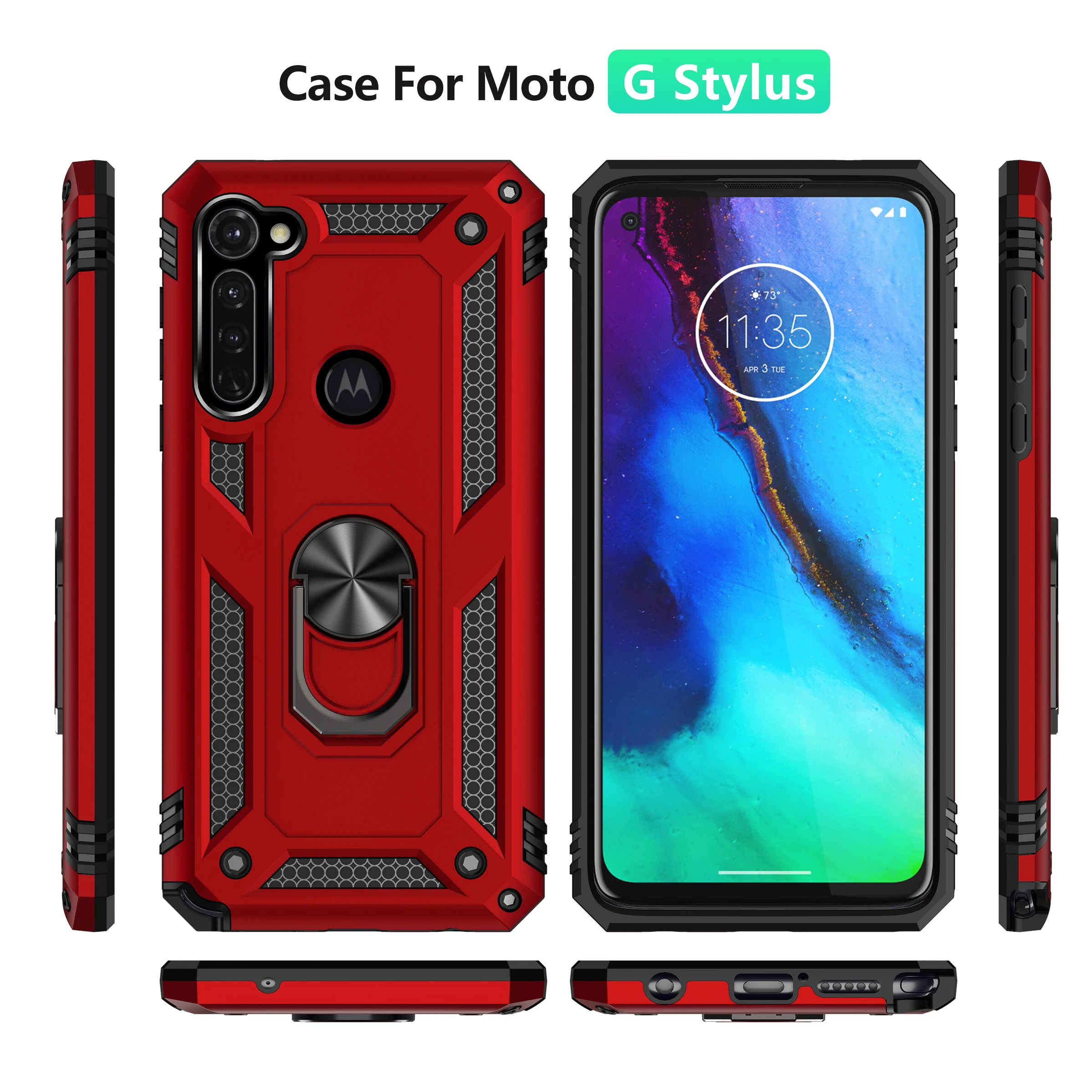 Phone Case For Motorola G G6 G7 P40 One Pro Plus Power Play Fast Stylus Action Vision Macro Zoom Armor With Ring Bracket Cover Phone Case For Motorola G G6 G7 P40 One Pro Plus Power Play Fast Stylus Action Vision Macro Zoom Armor With Ring Bracket Cover