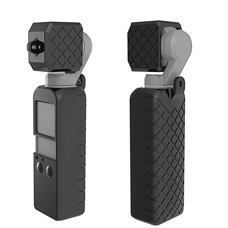 Для OSMO Карманный силиконовый защитный чехол мягкий чехол для DJI Osmo Карманная камера аксессуары защитные чехлы+ крышка объектива сумка - Цвет: Черный