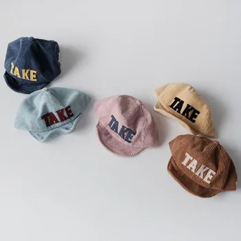 

Kids Boys Girls Baseball Hats Autumn Winter Corduroy Thickening Letter Embroidery Baby Peaked Cap