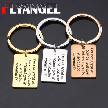 

FLYANGEL Keychain New Fashion Design Keyring Key Holder High Quality Engraved Sarcastic Bag Charm Car Key Tag Jewelry
