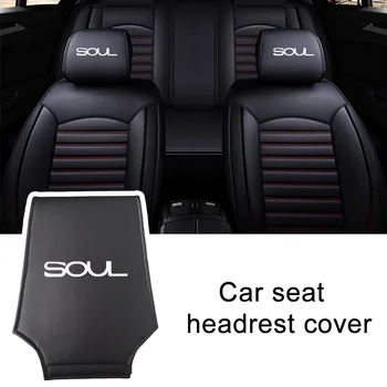 

Car Headrests Cover for Kia Soul Black PU Leather Car Pillowcase Decoration Pad Auto styling