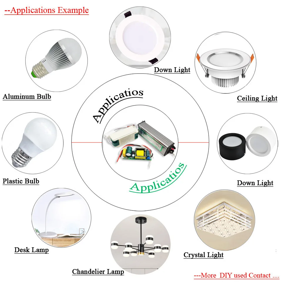 de luz led ca dc12v24v 300ma 1-3x1w