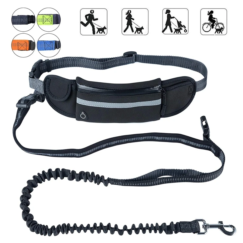 Hands Free поводок для бега собаки с карманом на талии регулируемый пояс амортизирующий банджи подходит до 45 дюймов талии