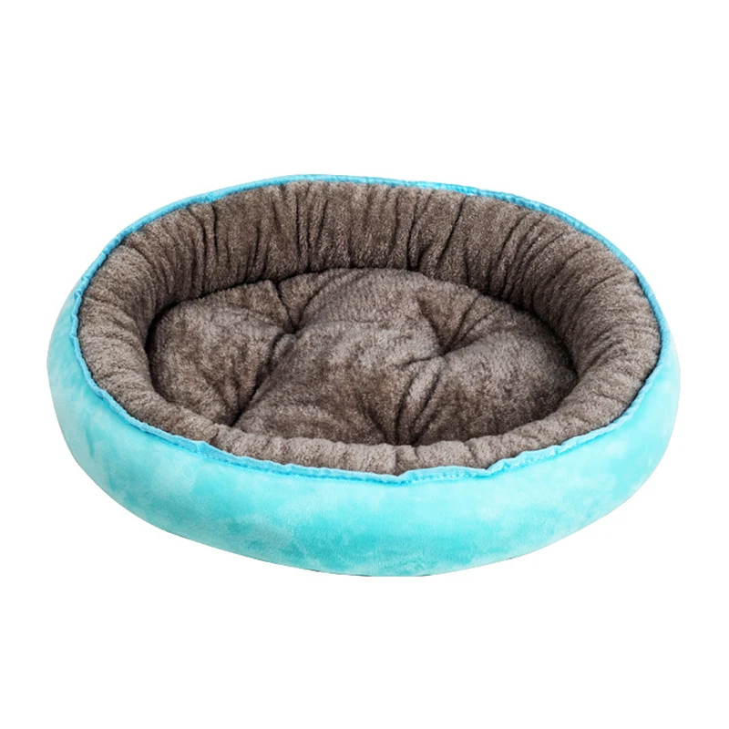 Blue Теплая собачья кошка короткая флисовая кровать круглая для питомца подушка для шезлонга для маленьких средних и больших собак кошка зимняя собака Питомник щенок коврик кровать для питомца - Цвет: Blue