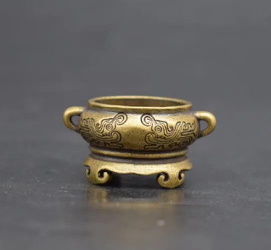 

Chinese pure brass Small incense burner small statue #2