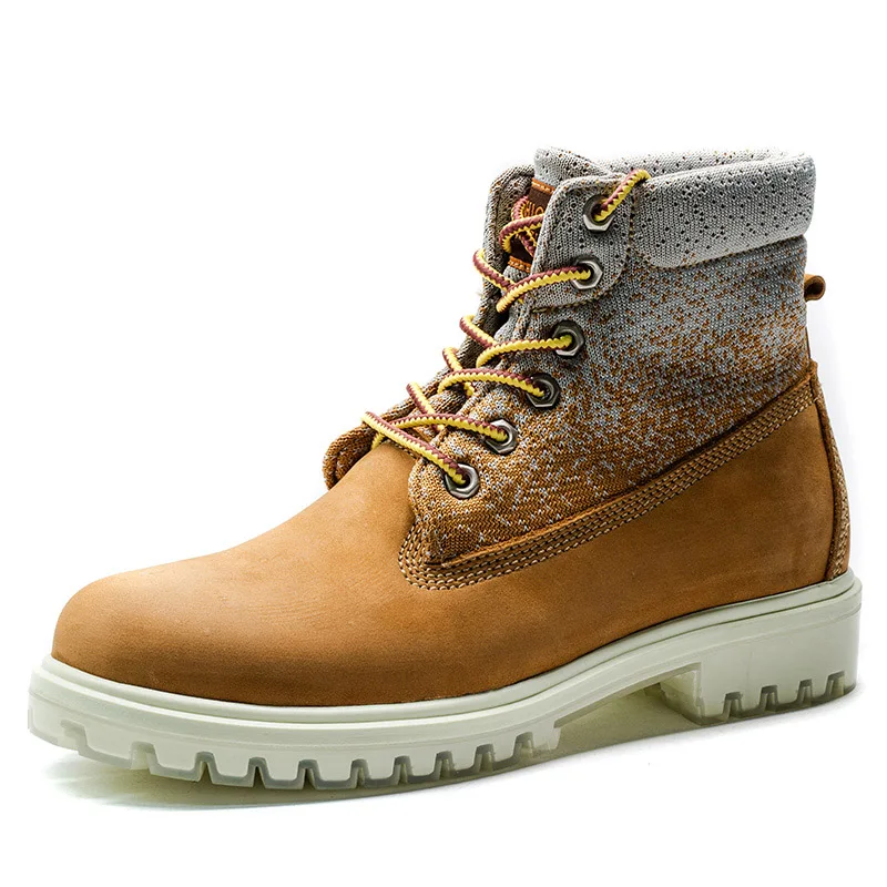 

Youki Men's Boots Fashion Work Boot Male Autumn Leahter Footwear High Top Genuine Leather Casual Shoes man booties