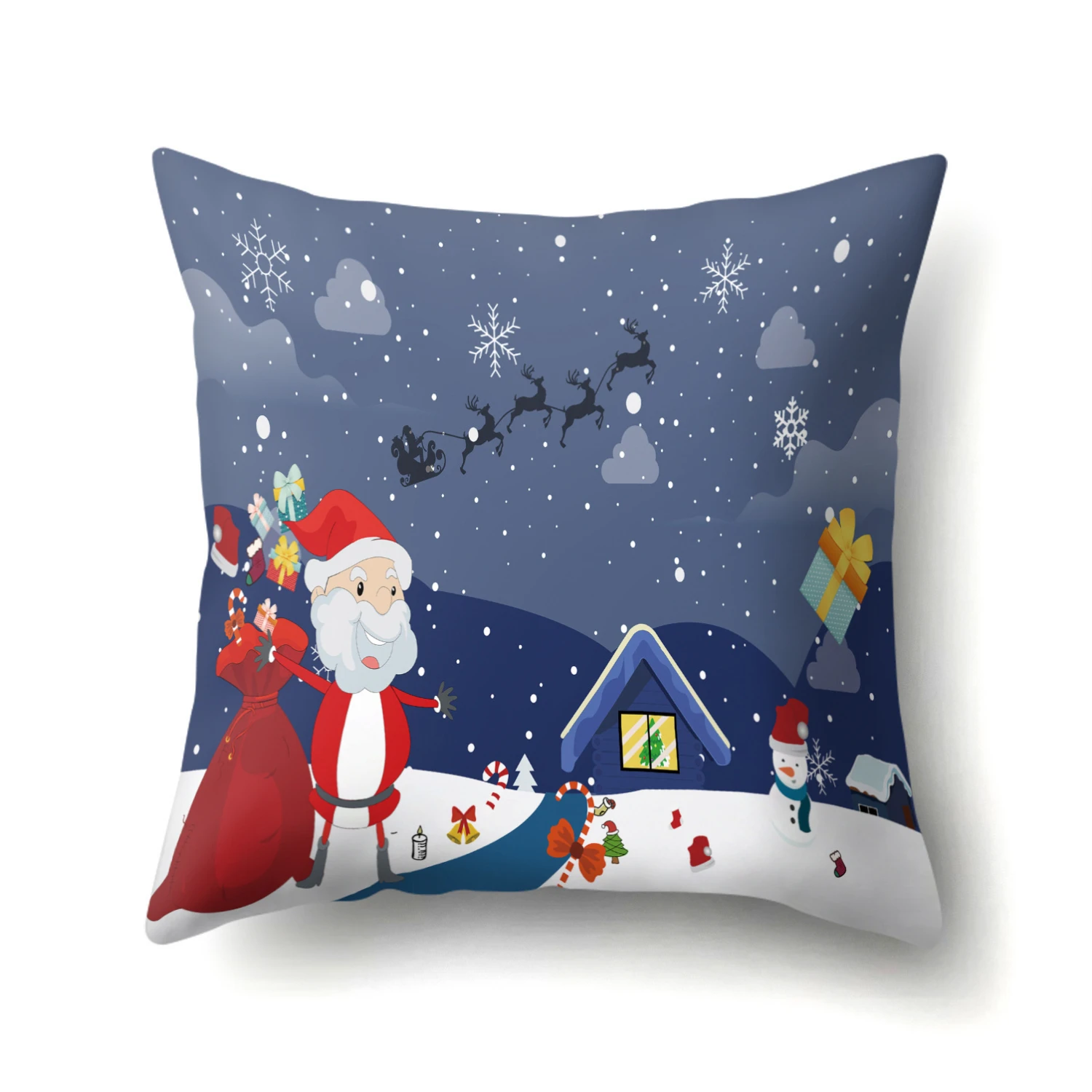 Рождественская наволочка для подушки с рисунком Санта Клауса 45*45, новогодний декор, полиэфирная Наволочка украшения для дома 40543