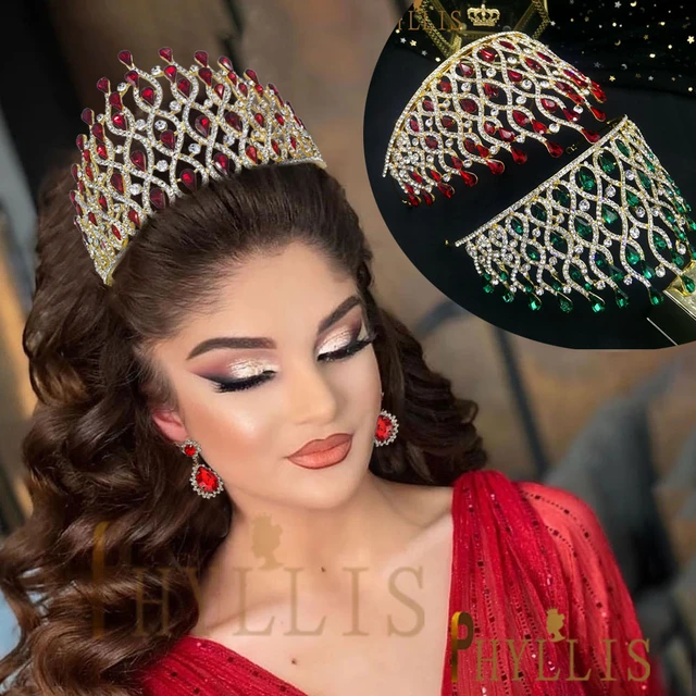 Couronne de princesse en cristal pour les filles, diadèmes d'anniversaire d' enfant en or avec des serres en strass Accessoires pour filles Mariage Bal  costumé