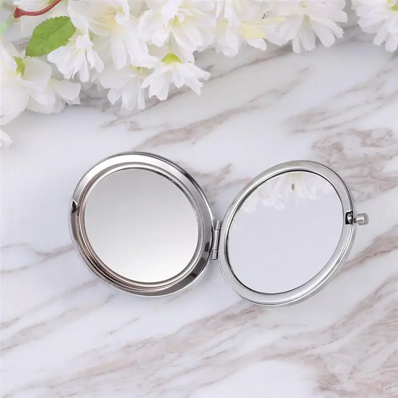 2Pcs Fashion Metal Crystal Cosmetic Mirror Folding Mirror Stylish Double Sides Mirror