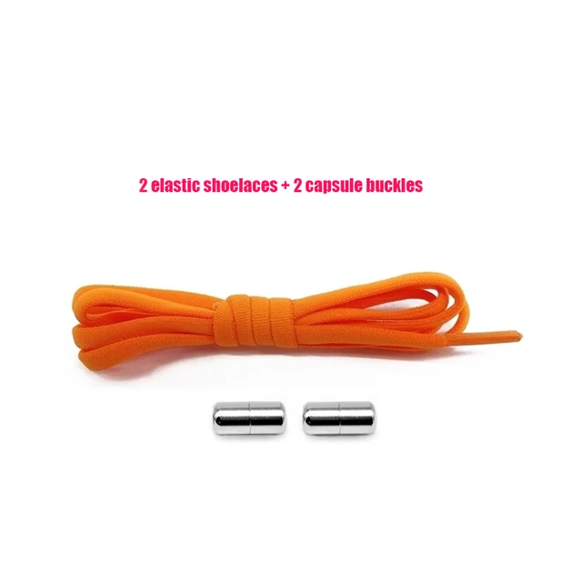 Elastic No Tie Shoelaces Semicircle Shoe Laces For Kids and Adult Sneakers Shoelace Quick Lazy Metal Lock Strings Rope Round 16ORANGE