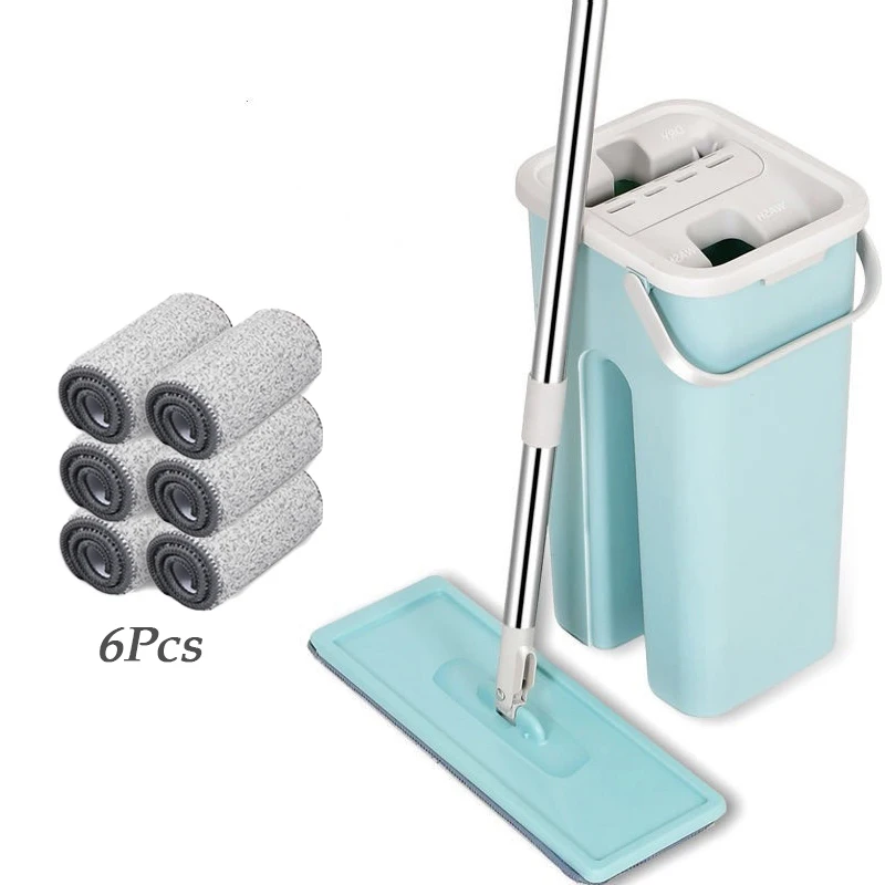6Pcs Mop Cloth Плоская выдавливаемая швабра и ведро, без ручного отжима, автоматическая швабра с отжимом, избегайте ручной швабры из микрофибры, ткань для деревянной плитки, ленивая Швабра - Цвет: 6Pcs Mop Cloth