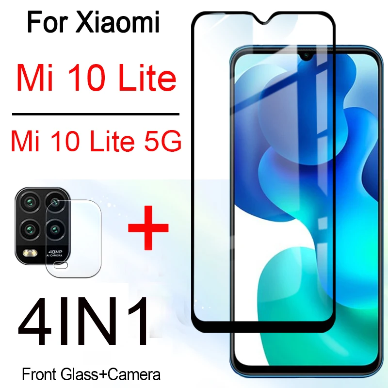Камера 4 в 1 + закаленное стекло для Xiaomi Mi 10 Lite зеркальное Защитное экрана пленка