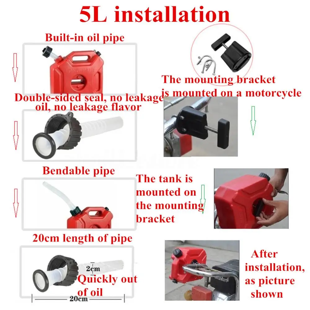 5Litre Boat ATV Motorbike Car Jerry Can with Holder Lock Diesel Gas Petrol Jerrycan Spare Fuel Container Carrier Drum Heavy Duty
