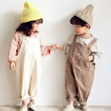 Новые комбинезоны для мальчиков и девочек, весенние модные детские длинные штаны, От 2 до 7 лет, PO54