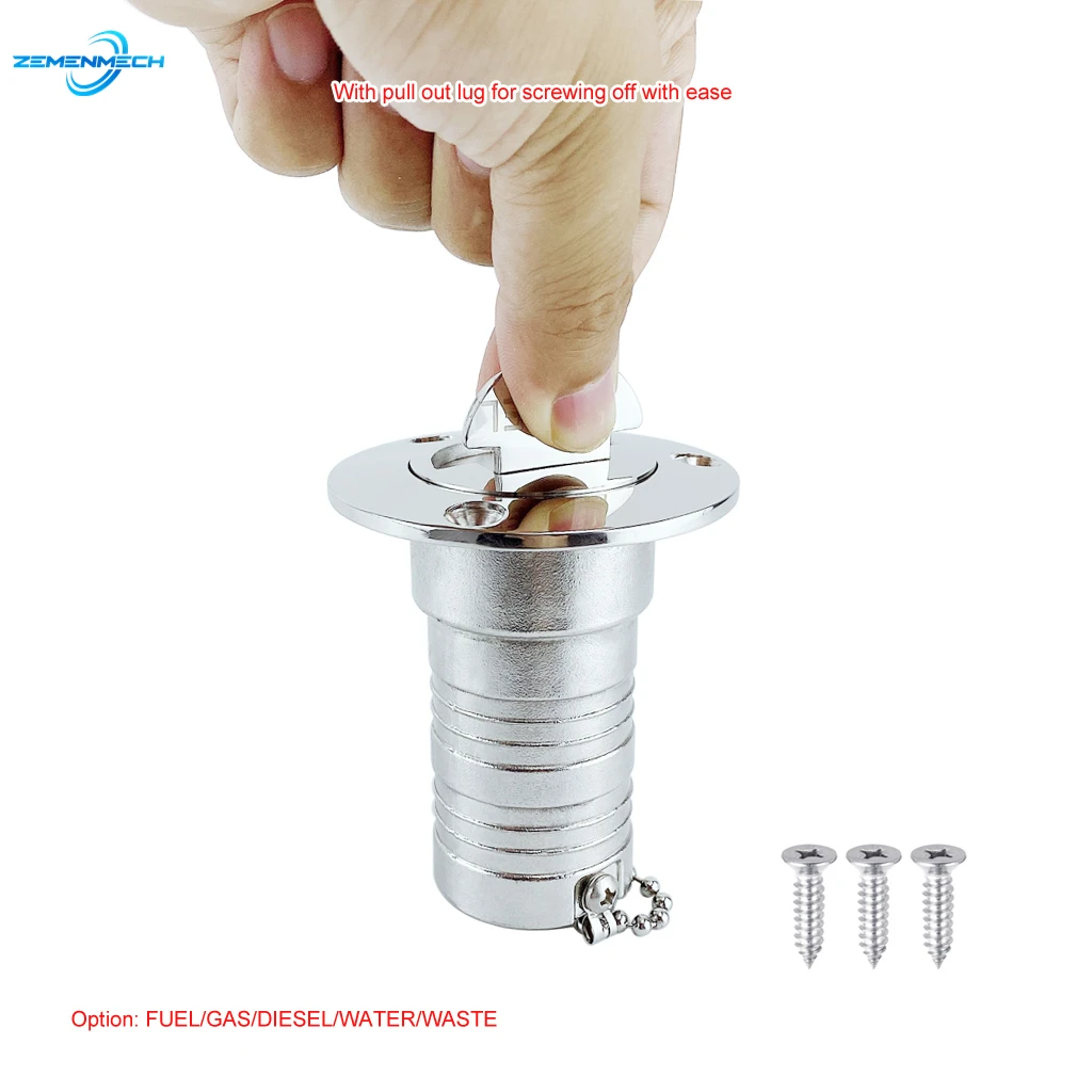 해양 하드웨어 316 스테인레스 스틸 1.5 38mm 데크 필러 채우기 연료 가스 디젤 물 폐기물 열쇠가없는 캡 보트 액세서리 요트