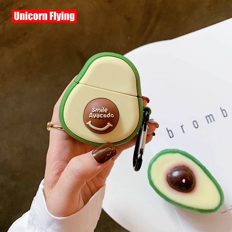 

LinXiang 3D Cute Cartoon Imitation Avocado Smile Bluetooth Earphone Silicone Protective Case For Apple Airpods 1 2