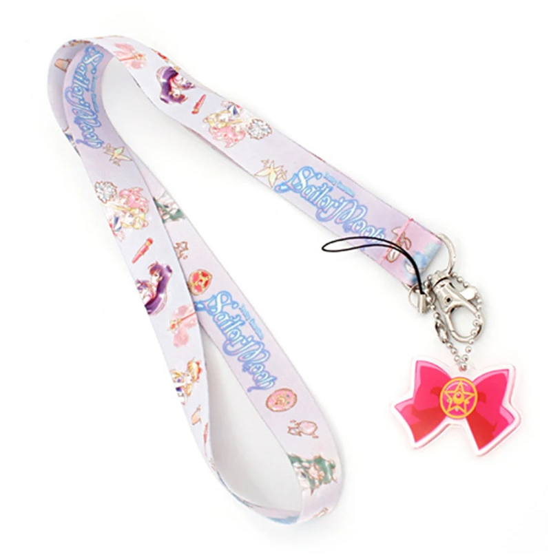 1pc Anime Sailor Moon Tsukino Usagi Pattern Mobile Phone Hanging Lanyard Rope Pendant Keychain Cosplay Prop for Girl Boy Keyring