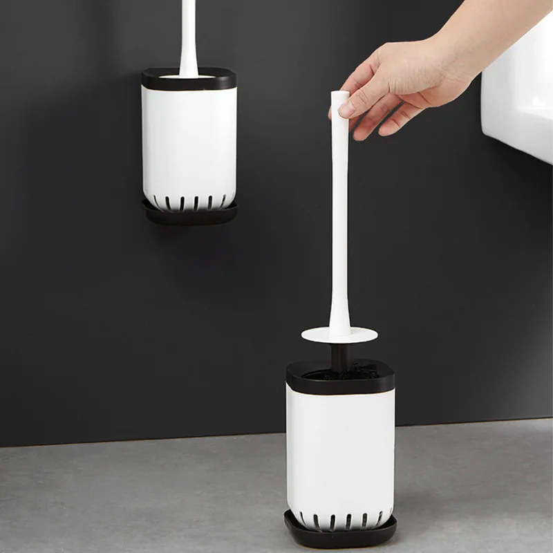 

Wall-mounted Toilet Brush Hollow Base Does Not Accumulate Water Nylon Brush Head Toilet Brush Decontamination Cleaning Brush