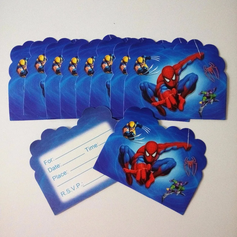 Cartes D Invitation Spiderman 10 Pieces Decoration D Anniversaire Pour Garcon Et Enfants Fournitures Decoratives D Anniversaire Aliexpress