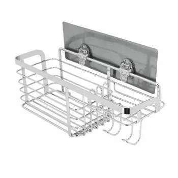 

1Pc Storage Rack Wall Mounted Stainless Steel Punch Free Storage Shelf Shower Organizer for Home Bathroom Kitchen