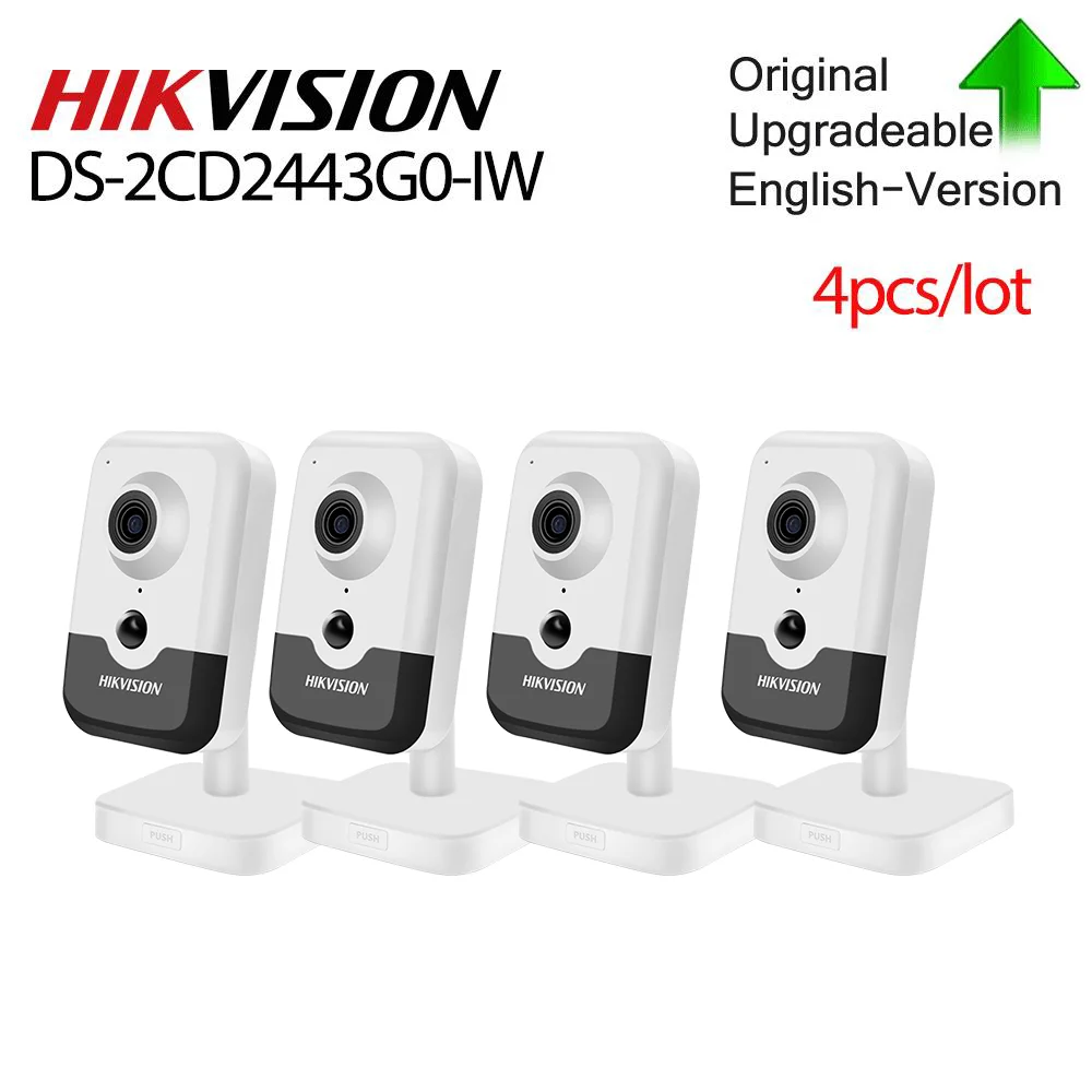 Hikvision DS 2CD2443G0 IW Wi Fi видеонаблюдение 4MP IR Fixed Cube Беспроводная IP камера двухстороннее аудио H.265 + 4 шт./лот|Камеры