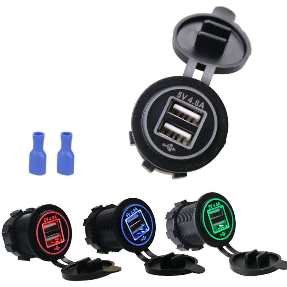 12 V-24 V двойной зарядное устройство USB цифровой Дисплей Авто Мото RV 4.8A автомобиля Зарядное устройство для телефона iPad Планшеты водонепроницаемое автомобильное зарядное устройство
