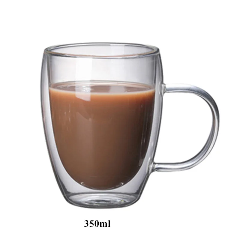 H 350ml Детская одежда на рост 80, 250/350/450 мл чайник для заварки из термоустойчивого с двойными стенками, Стекло пивной бокал, Кубок Кофе чашки ручной работы здоровый напиток кружка Чай кружки прозрачный посуда для напитков - Цвет: H 350ml