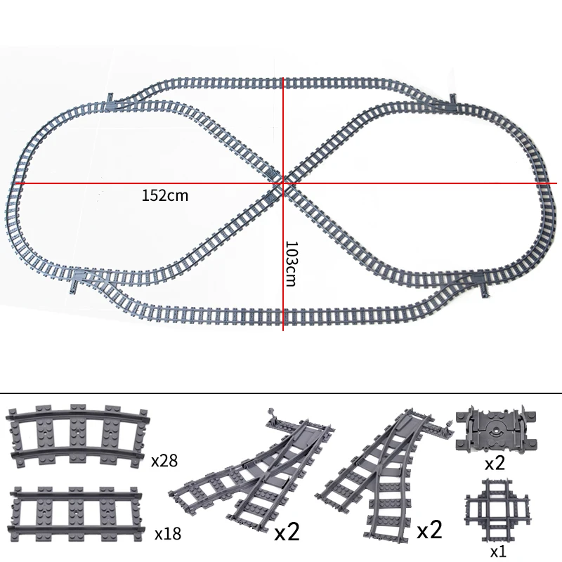 City Trains Flexible Switch Railway Tracks Rails Crossing Forked Straight Curved Building Block Bricks Toys Compatible with 7996 wood blocks for crafts Blocks